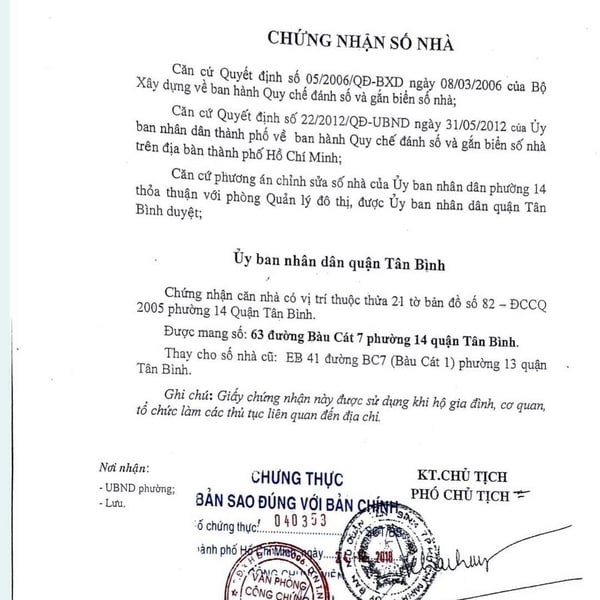 Bán nhà 63 - 65 - 67 Bàu Cát 7, P. Tân Bình, Quận Tân Bình