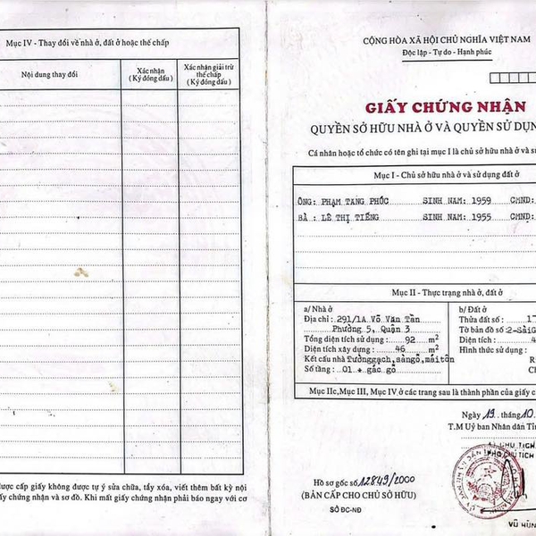 Bán nhà 291A Võ Văn Tần, Phường Bàn Cờ, Quận 3