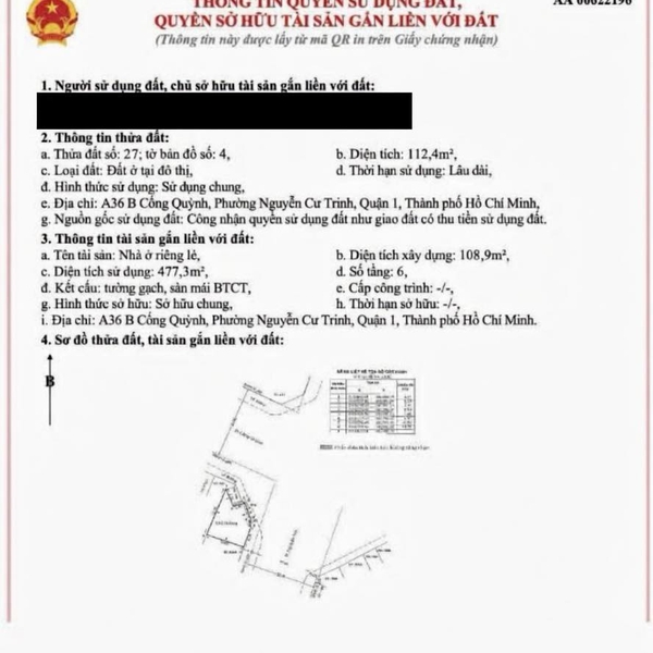 Bán toà nhà A36A Nguyễn Trãi + A36 B Cống Quỳnh, P. Cầu Ông Lãnh, Quận 1