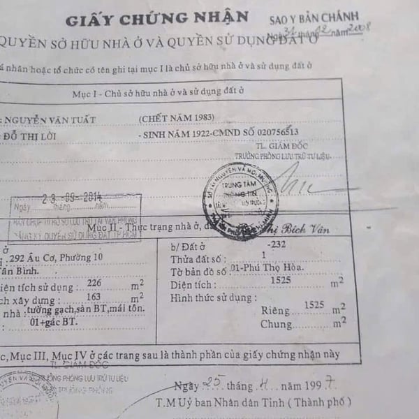 Bán đất số 292 Âu Cơ,  Phường 10, Quận Tân Bình