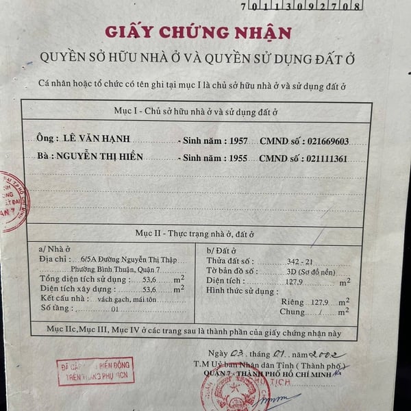 Bán nhà 124 Nguyễn Thị Thập, P. Bình Thuận, Quận 7