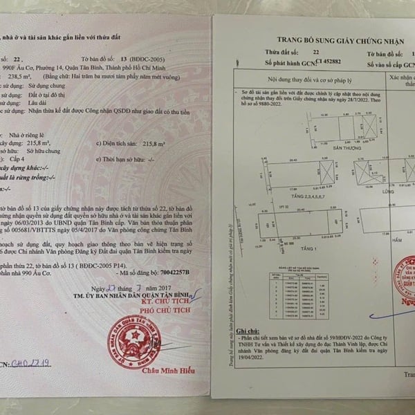 Bán toà nhà 990F Âu Cơ, P. Tân Bình, Quận Tân Bình
