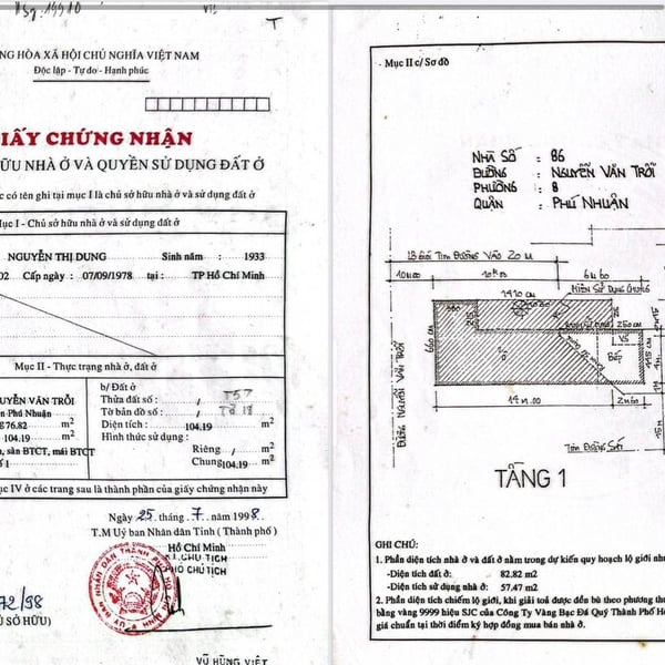 Bán nhà 86 Nguyễn Văn Trỗi, Phường 8, Quận Phú Nhuận