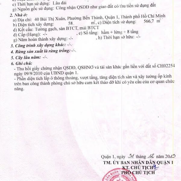 Bán khách sạn 40 - 42 Bùi Thị Xuân, P. Bến Thành, Quận 1