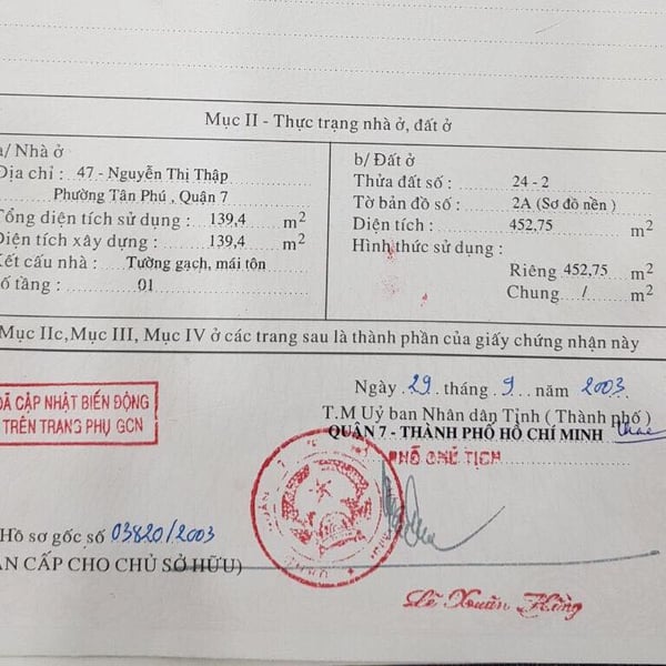 Bán nhà 47 Nguyễn Thị Thập, P. Tân Phú, Quận 7