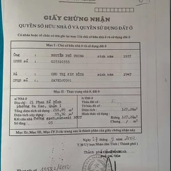 Bán nhà 21 Phan Kế Bính, Phường Đa Kao, Quận 1