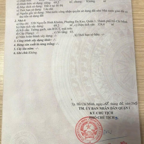 Bán toà nhà 52B-C Nguyễn Bỉnh Khiêm, P. Tân Định, Quận 1