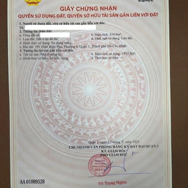 Bán toà nhà 391 Điện Biên Phủ, Phường Bàn Cờ, Quận 3