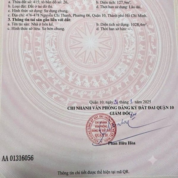 Bán tòa nhà 476 - 478 Nguyễn Chí Thanh, Phường Diên Hồng, TP.HCM