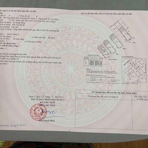 Bán nhà 381 Điện Biên Phủ, Phường Bàn Cờ, Quận 3