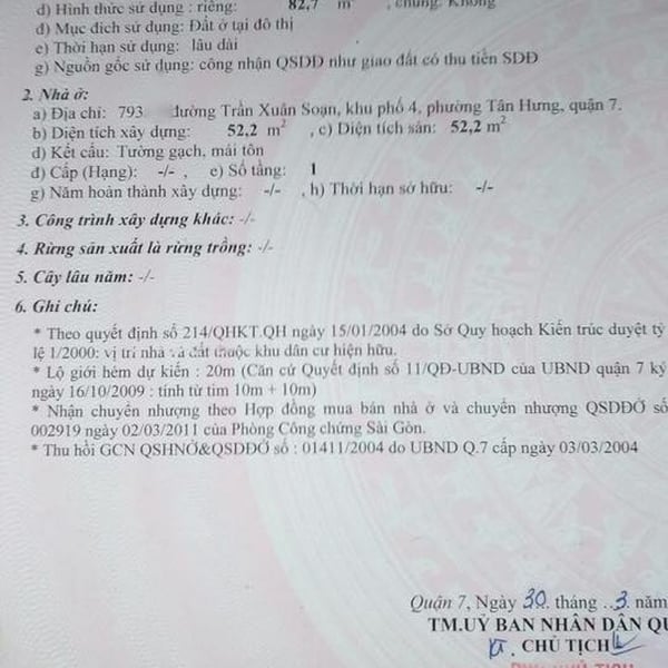 Bán nhà mặt tiền 793 Trần Xuân Soạn, 5m x 23.5m chỉ 11.5 tỷ