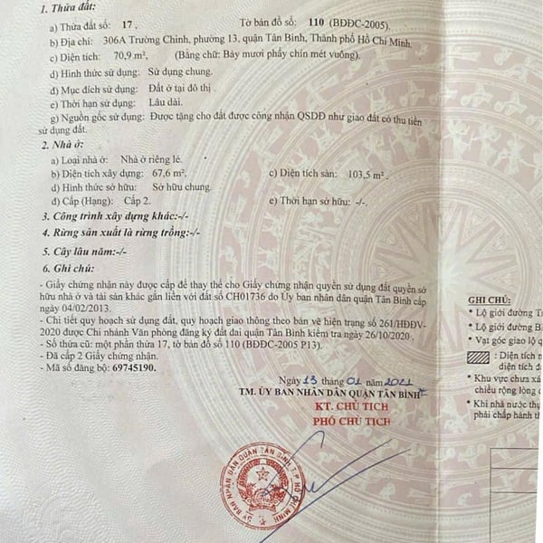 Bán nhà 306A Trường Chinh, P. Tân Bình, Quận Tân Bình