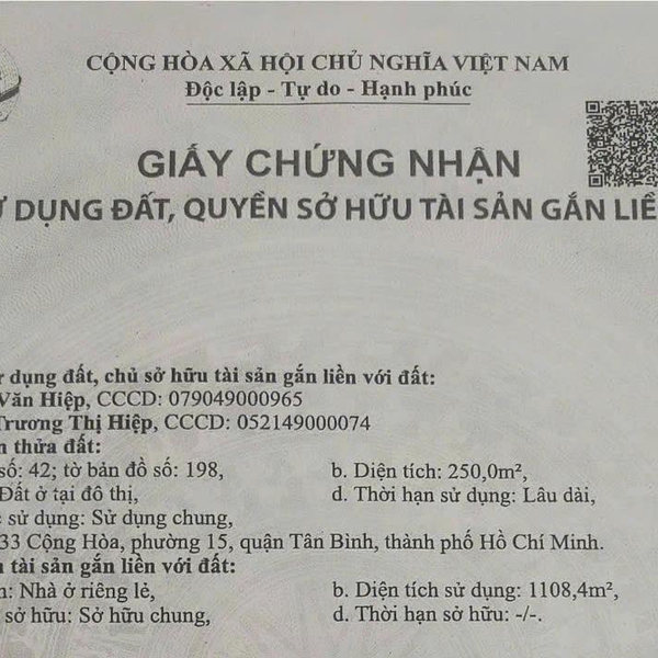 Bán toà nhà 433 Cộng Hòa, Phường 15, Quận Tân Bình