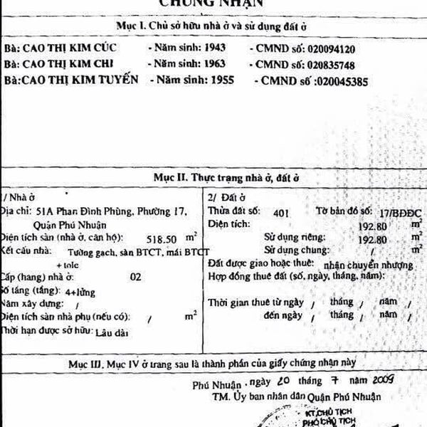 Bán toà nhà 51 - 51A Phan Đình Phùng, Phường Phú Nhuận, TP.HCM