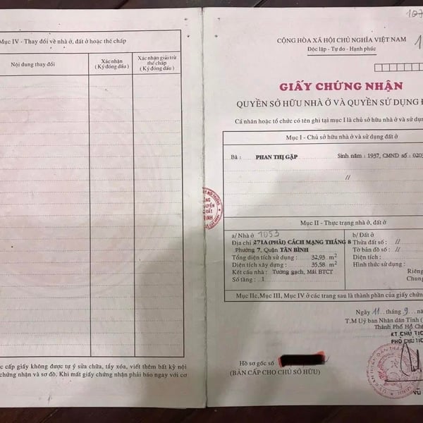 Bán nhà 1051 - 1053 Cách Mạng Tháng 8, P. Tân Sơn Nhất, Quận Tân Bình