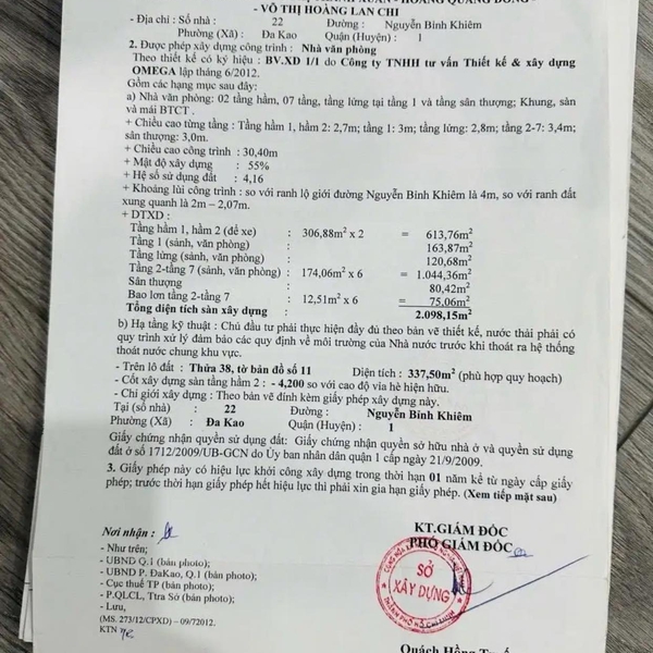 Bán toà nhà 22 Nguyễn Bỉnh Khiêm, P. Tân Định, Quận 1