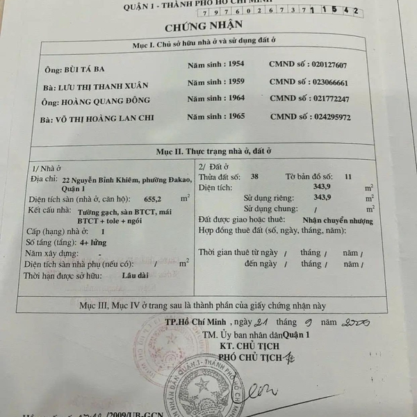 Bán toà nhà 22 Nguyễn Bỉnh Khiêm, P. Tân Định, Quận 1