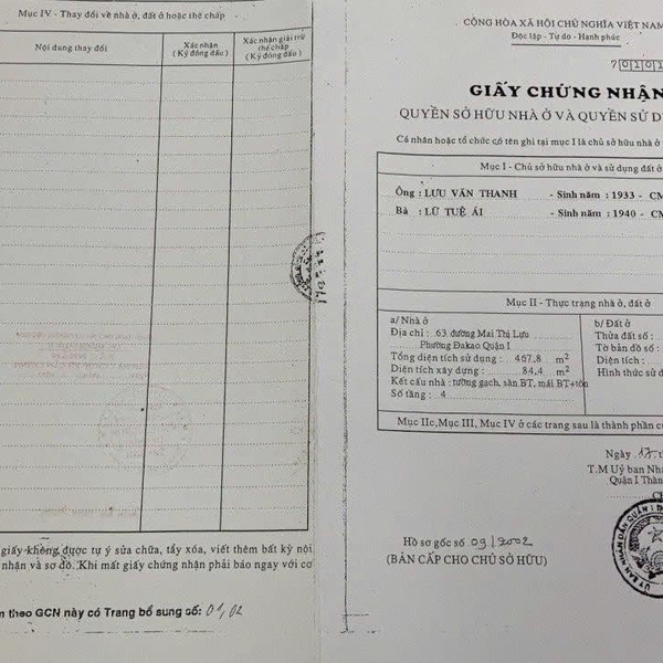 Bán nhà 63 đường Mai Thị Lựu, Phường Đa Kao, Quận 1