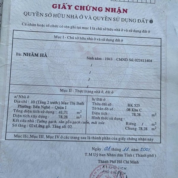 Bán nhà 10 Mạc Thị Bưởi, P. Sài Gòn, Quận 1