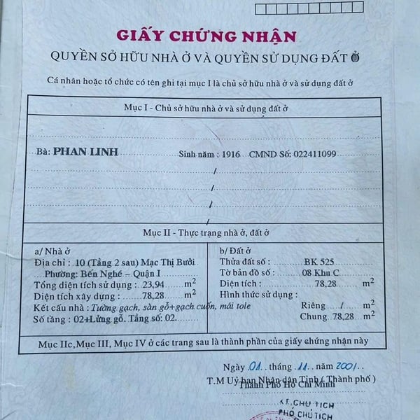 Bán nhà 10 Mạc Thị Bưởi, P. Sài Gòn, Quận 1