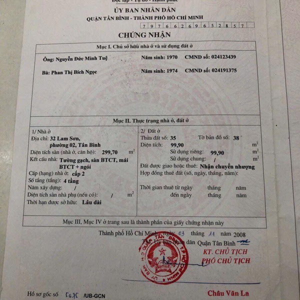 Bán nhà 32 Lam Sơn, P. Tân Sơn Hoà, Quận Tân Bình