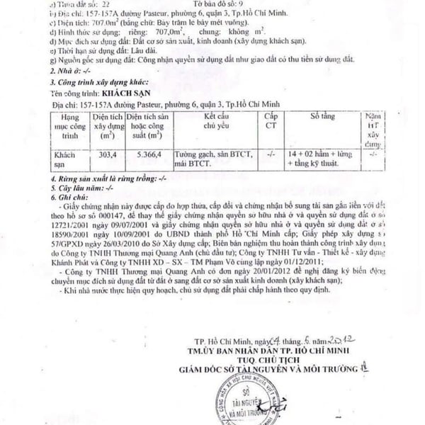 Bán tòa nhà 157 - 157A Pasteur, Phường Xuân Hoà, Quận 3