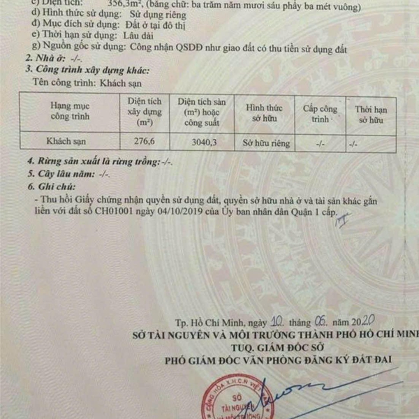 Bán khách sạn 52 - 54 Thủ Khoa Huân, P. Bến Thành, Quận 1