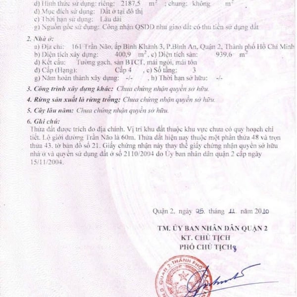 Bán nhà mặt tiền 161 Trần Não, P. An Khánh, TP.Thủ Đức, TP. HCM