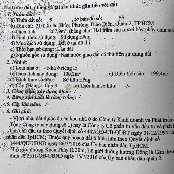 Bán biệt thự Thảo Điền số 21/1 Xuân Thuỷ, Quận 2