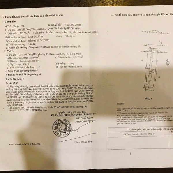 Bán nhà 223 - 225 - 227 - 229 - 231 - 233 Cộng Hoà, P. Tân Bình, Quận Tân Bình