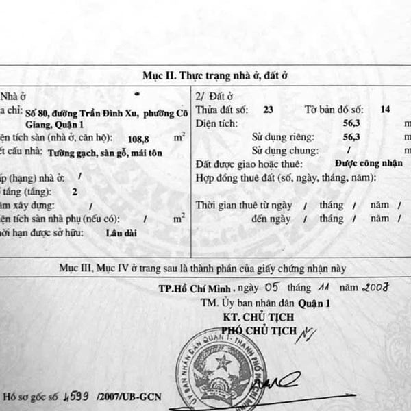 Bán nhà 78 - 80 Trần Đình Xu, Phường Cô Giang, Quận 1