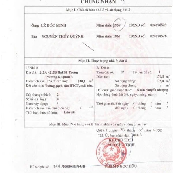 Bán nhà 215A - 215B Hai Bà Trưng, P. Xuân Hòa, Quận 3