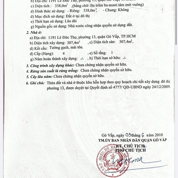 Bán nhà 1191 - 1191A Lê Đức Thọ, P. An Hội Tây, Quận Gò Vấp