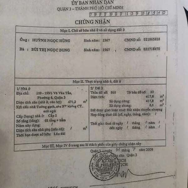 Bán nhà 159 - 159 Bis Võ Văn Tần, P. Xuân Hoà, Quận 3