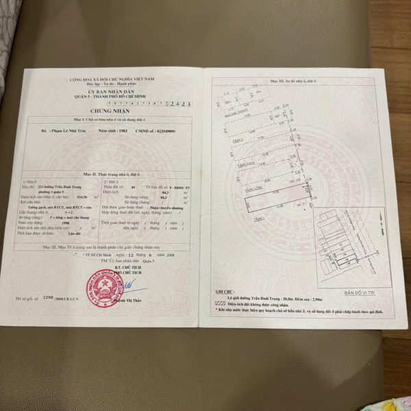 Bán nhà 213 - 215 Trần Bình Trọng, P. Chợ Quán, Quận 5