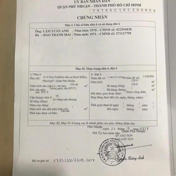 Bán nhà 8 - 10 Hoa Trà, P. Cầu Kiệu, Quận Phú Nhuận