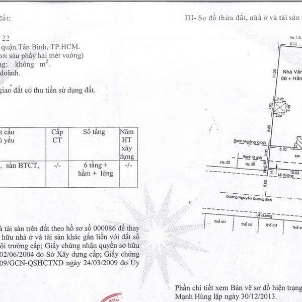 Bán tòa nhà 46 - 48 Nguyễn Quang Bích, P. Tân Bình, Quận Tân Bình