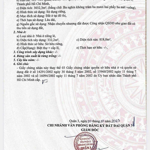 Bán nhà 161 Pasteur, Phường Võ Thị Sáu, Quận 3