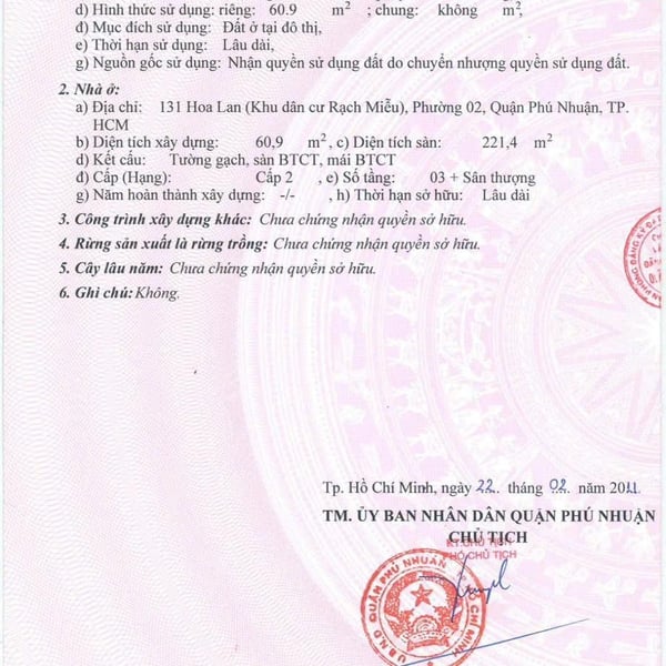 Bán nhà 131 Hoa Lan, Phường Cầu Kiệu, Quận Phú Nhuận