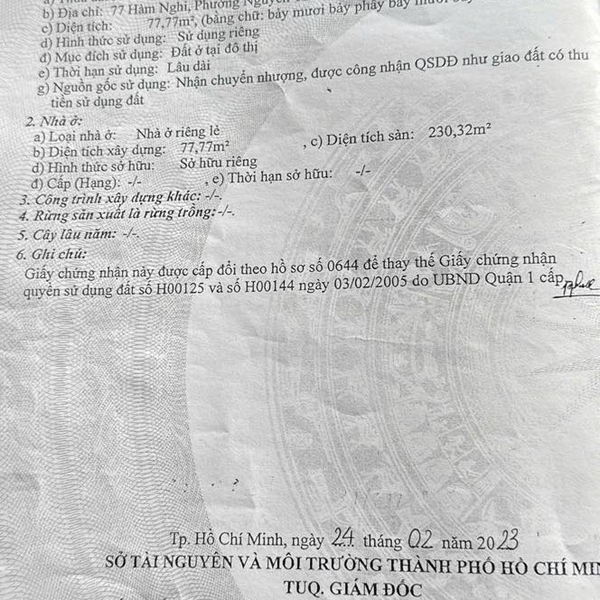 Bán nhà 75Bis - 77 Hàm Nghi, P. Sài Gòn, Quận 1