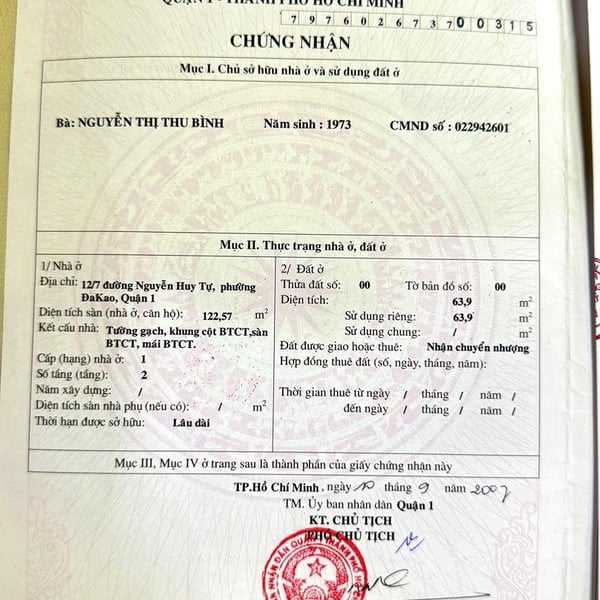 Bán nhà 109 Hoàng Sa, Phường Đa Kao, Quận 1