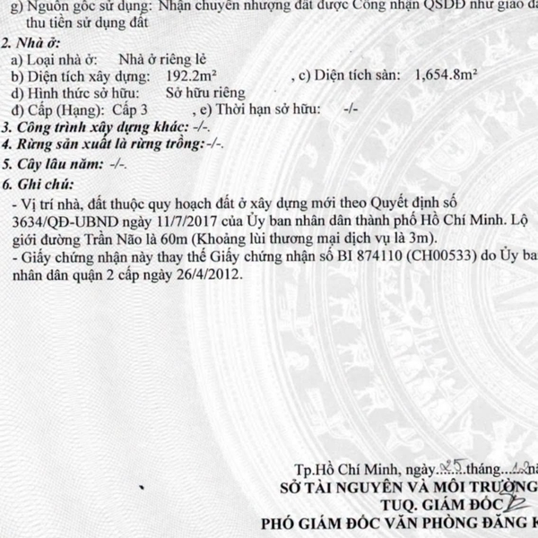 Bán toà nhà 192 Trần Não, P. An Khánh, Quận 2 