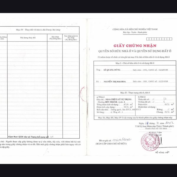 Bán nhà 101A Lý Tự Trọng, Phường Bến Thành, Quận 1