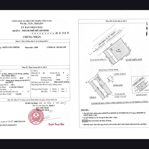 Bán nhà 101A Lý Tự Trọng, Phường Bến Thành, Quận 1