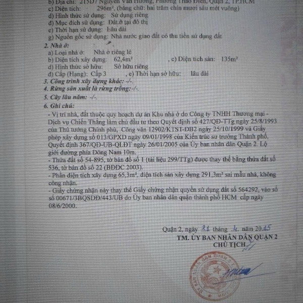 Bán biệt thự 215D7 Nguyễn Văn Hưởng, P. Thảo Điền, TP. Thủ Đức