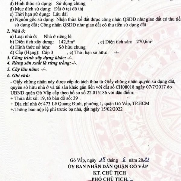 Bán toà nhà 473 Lê Quang Định, P1, Quận Gò Vấp