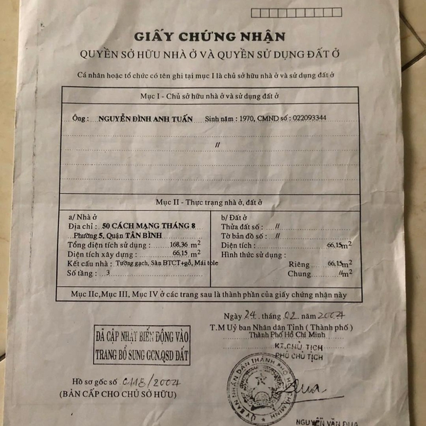 Bán nhà 708 - 710 - 712 CMT8, P. Tân Sơn Nhất, Quận Tân Bình