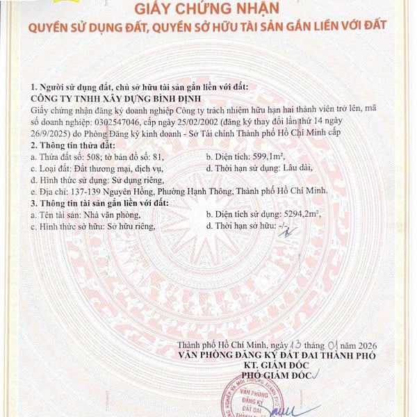 Bán toà nhà 137-139 Nguyên Hồng, P. Hạnh Thông, TP.HCM