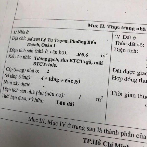 Bán nhà 293 - 295 Lý Tự Trọng, P. Bến Thành, Quận 1