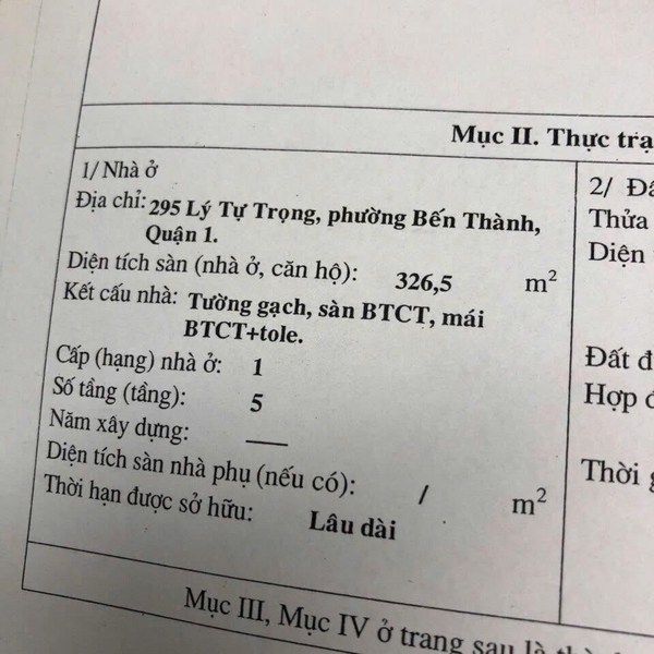 Bán nhà 293 - 295 Lý Tự Trọng, P. Bến Thành, Quận 1